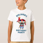 Cute Pirate Kids Birthday Party T-shirt<br><div class="desc">Schuif het T-shirt voor een piratenfeest. Pas het aan met de naam van uw kind.</div>