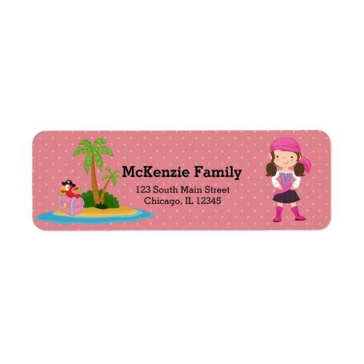 Cute Pirate * kies achtergrondkleur Etiket (Voorkant)