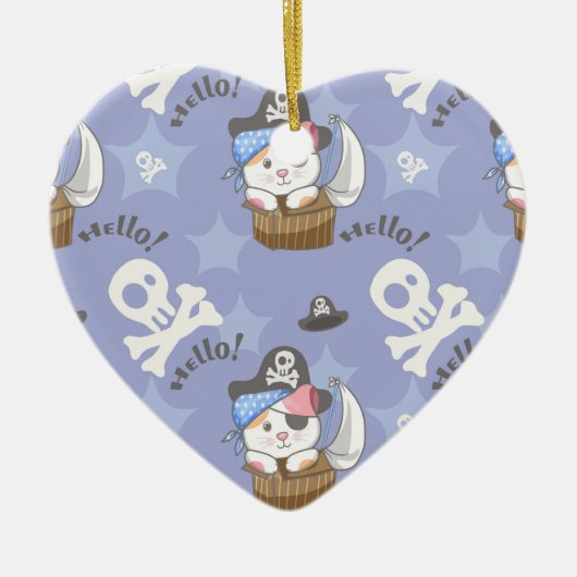 Cute Pirate Kitten Pattern Keramisch Ornament (Voorkant)