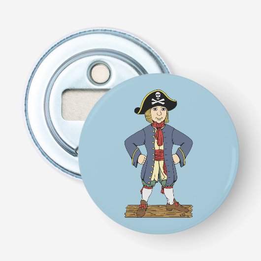 Cute Pirate Lad Button Flesopener (Voorkant)