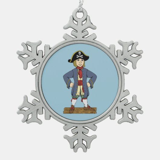 Cute Pirate Lad Tin Sneeuwvlok Ornament (Voorkant)