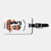 Cute Pirate Lion, gepersonaliseerd Kind Bagagelabel (Voorkant horizontaal)
