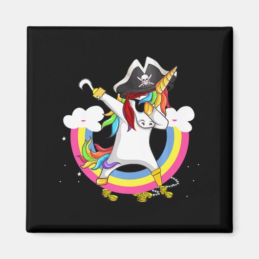 Cute Pirate Magical Unicorn Fun Geweldige Hallowee Magneet (Voorkant)