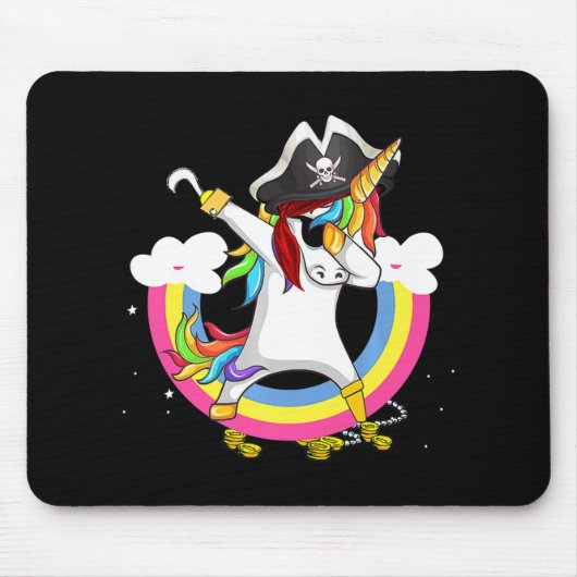 Cute Pirate Magical Unicorn Fun Geweldige Hallowee Muismat (Voorkant)