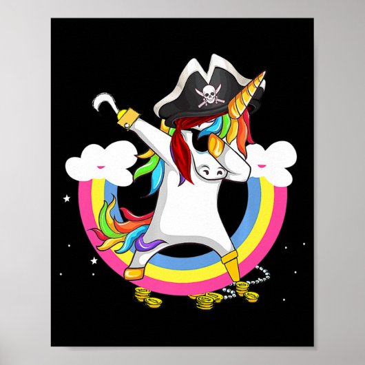 Cute Pirate Magical Unicorn Fun Geweldige Hallowee Poster (Voorkant)