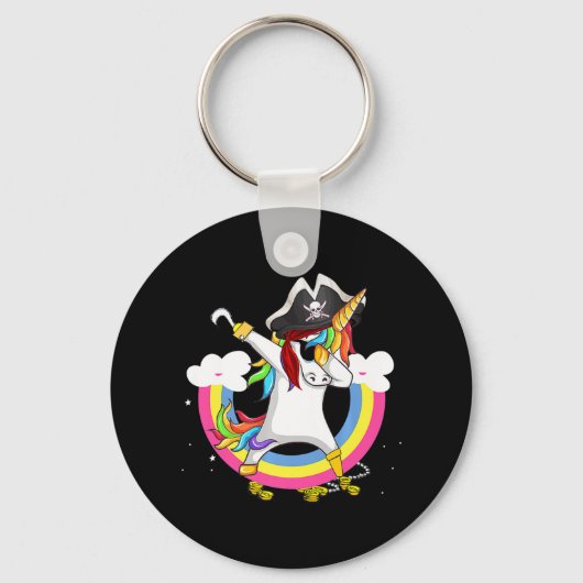 Cute Pirate Magical Unicorn Fun Geweldige Hallowee Sleutelhanger (Voorkant)