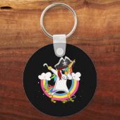 Cute Pirate Magical Unicorn Fun Geweldige Hallowee Sleutelhanger (Voorkant)