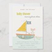 Cute Pirate Mouse Sailboat Baby shower nodigt uit Bedankkaart (Voorkant)