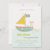 Cute Pirate Mouse Sailboat Baby shower nodigt uit Bedankkaart (Voorkant)