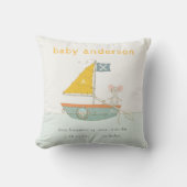 Cute Pirate Mouse Sailboat Kinder Monogram Baby St Kussen (Voorkant)