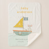 Cute Pirate Mouse Sailboat Kinder Monogram Baby St Sherpa Deken (Voorkant)