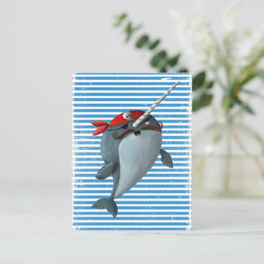 Cute Pirate Narwhal Briefkaart (Staand voorkant)