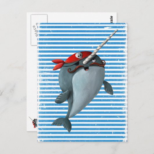 Cute Pirate Narwhal Briefkaart (Voorkant / Achterkant)