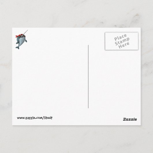 Cute Pirate Narwhal Briefkaart (Achterkant)