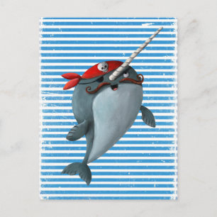 Cute Pirate Narwhal Briefkaart