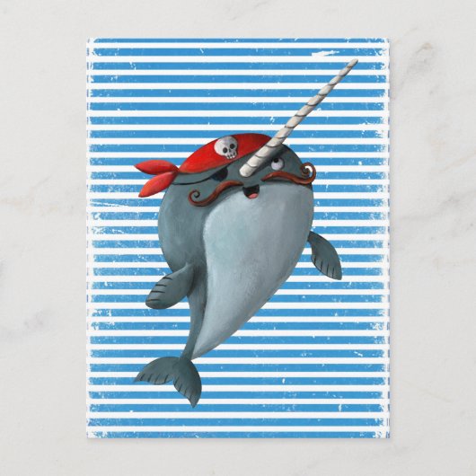 Cute Pirate Narwhal Briefkaart (Voorkant)