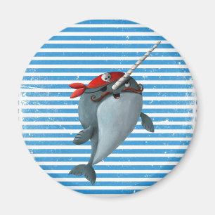 Cute Pirate Narwhal Magneet