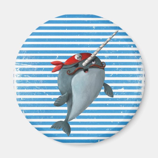 Cute Pirate Narwhal Magneet (Voorkant)