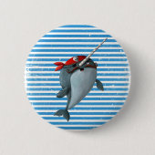 Cute Pirate Narwhal Ronde Button 5,7 Cm (Voorkant)