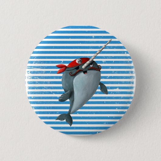 Cute Pirate Narwhal Ronde Button 5,7 Cm (Voorkant)