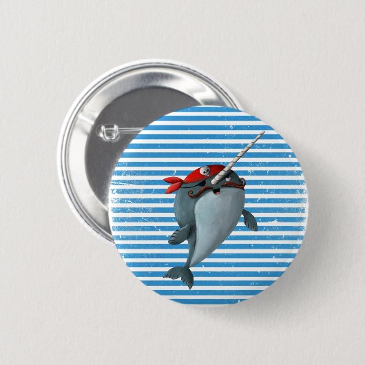 Cute Pirate Narwhal Ronde Button 5,7 Cm (Voorkant /achterkant)