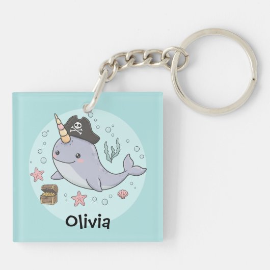 Cute Pirate Narwhal Sleutelhanger (Achterkant)