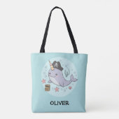 Cute Pirate Narwhal Tote Bag (Achterkant)