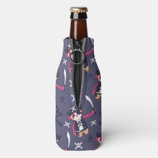 Cute Pirate Panda Beer Pattern Flesjeskoeler (Fles Achterkant)