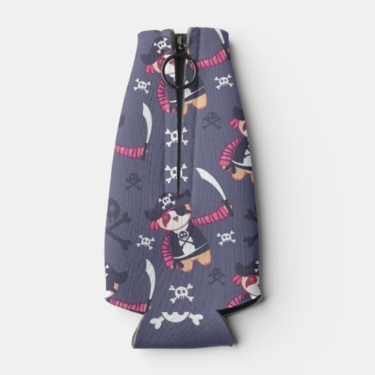 Cute Pirate Panda Beer Pattern Flesjeskoeler (Achterkant)