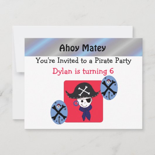 Cute Pirate Party Invitation Kaart (Voorkant)