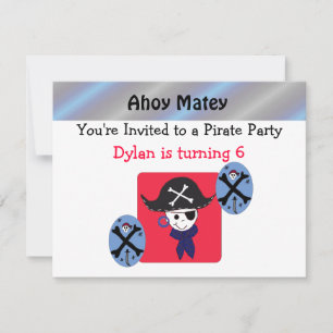 Cute Pirate Party Invitation Kaart