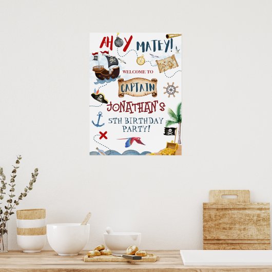 Cute Pirate Party Welkom Poster (Keuken)
