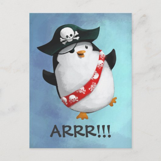 Cute Pirate Penguin Briefkaart (Voorkant)