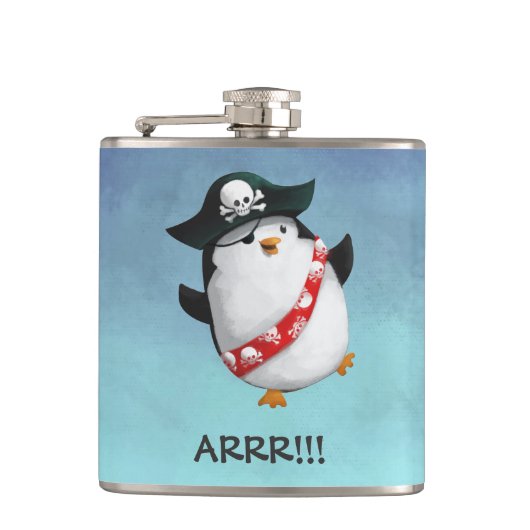 Cute Pirate Penguin Heupfles (Voorkant)