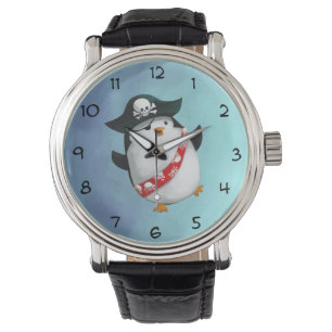 Cute Pirate Penguin Horloge