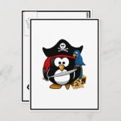 Cute Pirate Penguin met Treasure Chest Briefkaart (Voorkant / Achterkant)