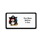 Cute Pirate Penguin met Treasure Chest Etiket (Voorkant)