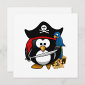 Cute Pirate Penguin met Treasure Chest Kaart (Voorkant / Achterkant)