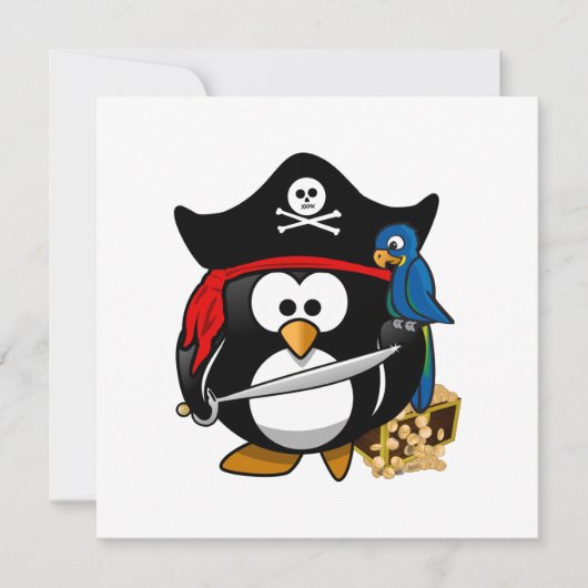 Cute Pirate Penguin met Treasure Chest Kaart (Voorkant)