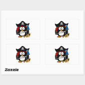 Cute Pirate Penguin met Treasure Chest Rechthoekige Sticker (Vel)