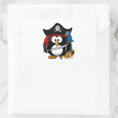 Cute Pirate Penguin met Treasure Chest Rechthoekige Sticker (Tas)