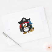 Cute Pirate Penguin met Treasure Chest Rechthoekige Sticker (Envelop)