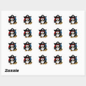 Cute Pirate Penguin met Treasure Chest Ronde Sticker (Vel)