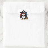 Cute Pirate Penguin met Treasure Chest Vierkante Sticker (Tas)