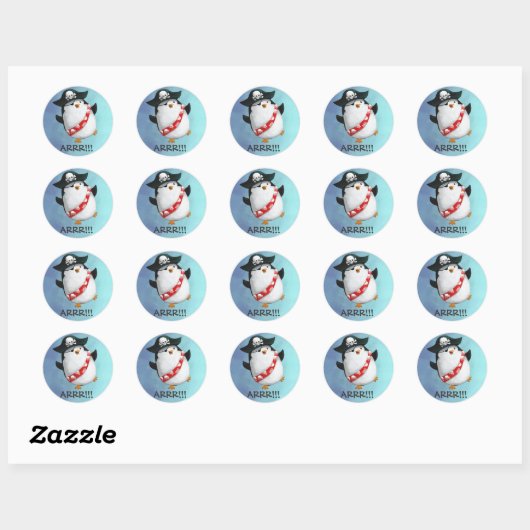 Cute Pirate Penguin Ronde Sticker (Vel)