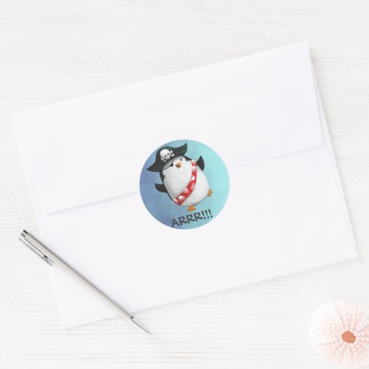 Cute Pirate Penguin Ronde Sticker (Envelop)