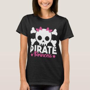 Cute Pirate Princess Pink Pirate Skull en Crossbo T-shirt