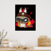 Cute pirate raccoon grappig cartoon charter poster (Keuken)
