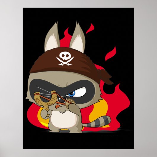 Cute pirate raccoon grappig cartoon charter poster (Voorkant)