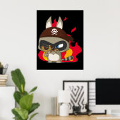 Cute pirate raccoon grappig cartoon charter poster (Thuiskantoor)